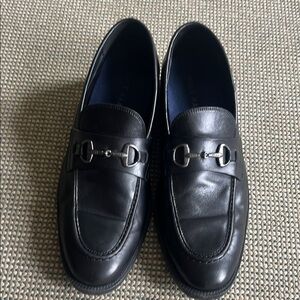 Cole Haan Black Leather Loafers with Horsebit Detail